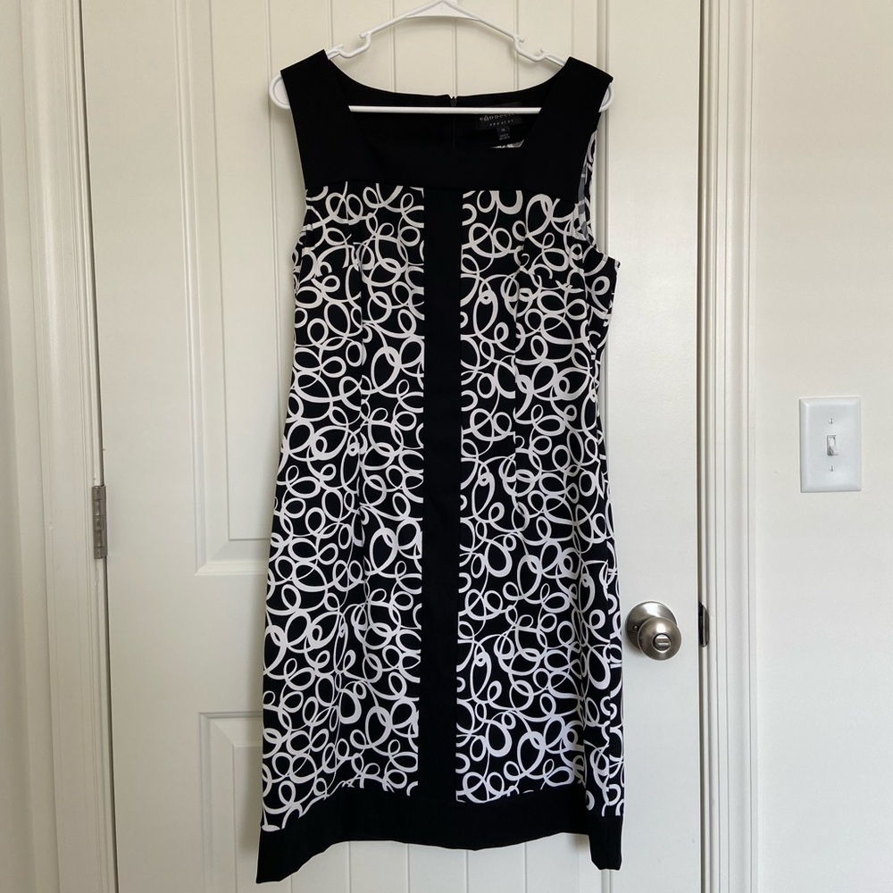 NWOT | Connected Apparel women’s sleeveless black white patterned zip dress — 14